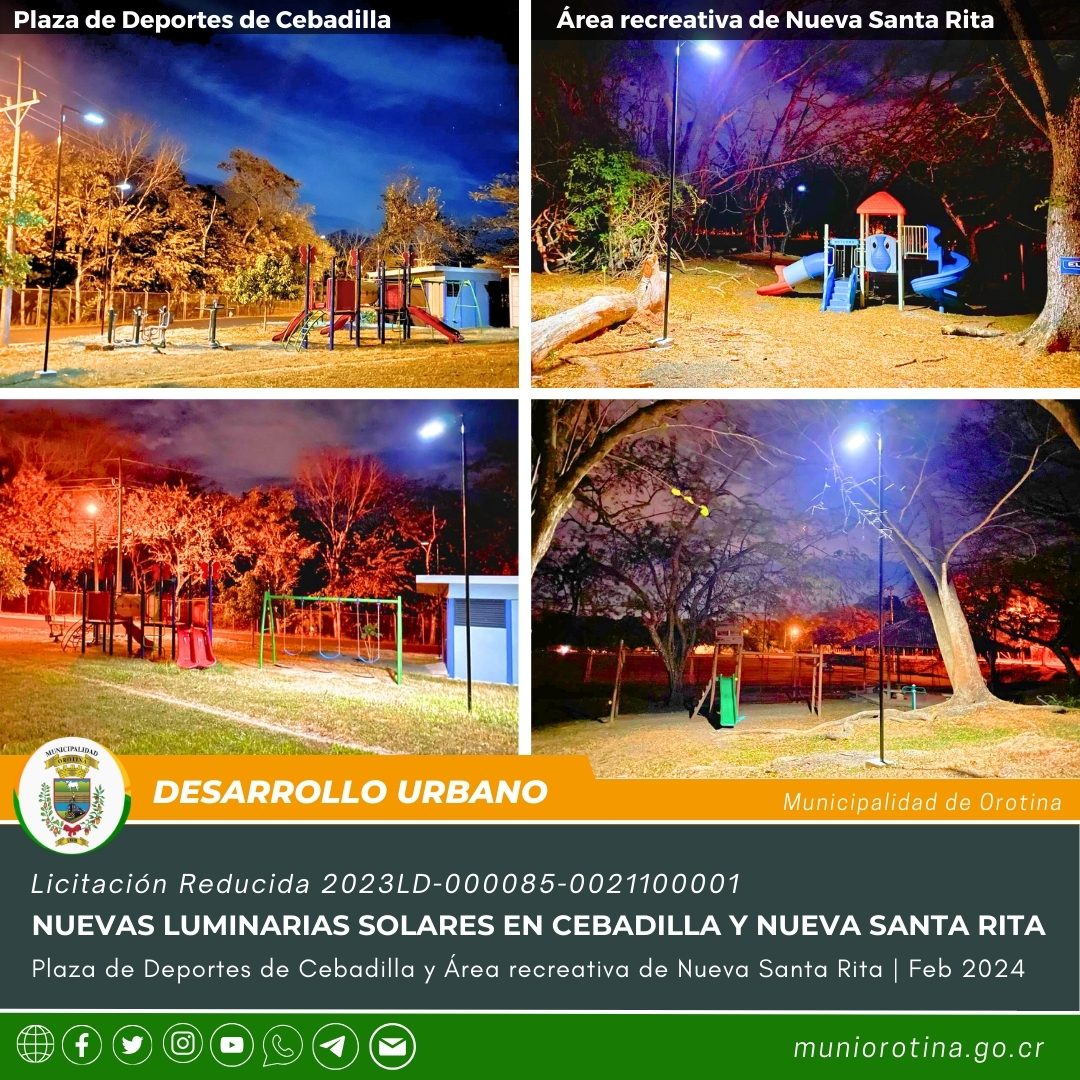 Nuevas luminarias solares en la Plaza de Deportes de Cebadilla y el área recreativa de Nueva Santa Rita