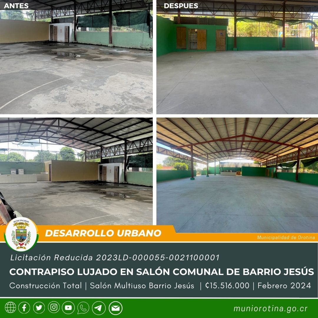 ¡Nuevo contrapiso lujado en el salón multiuso Barrio Jesús!