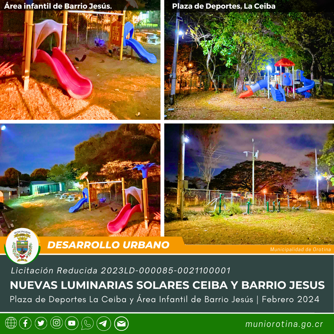 Nuevos reflectores solares Ceiba y Barrio Jesús