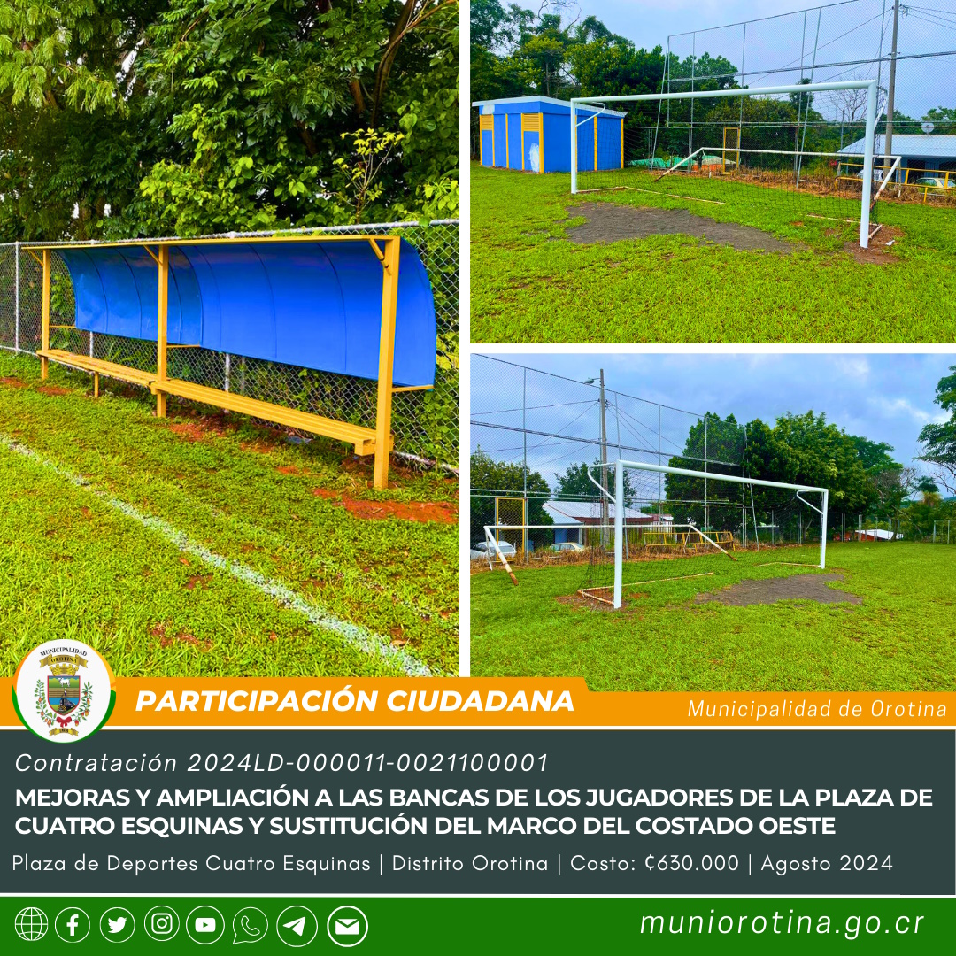 Bancas metálicas para los jugadores y aficionados en Plaza de Deportes de Barrio Jesús